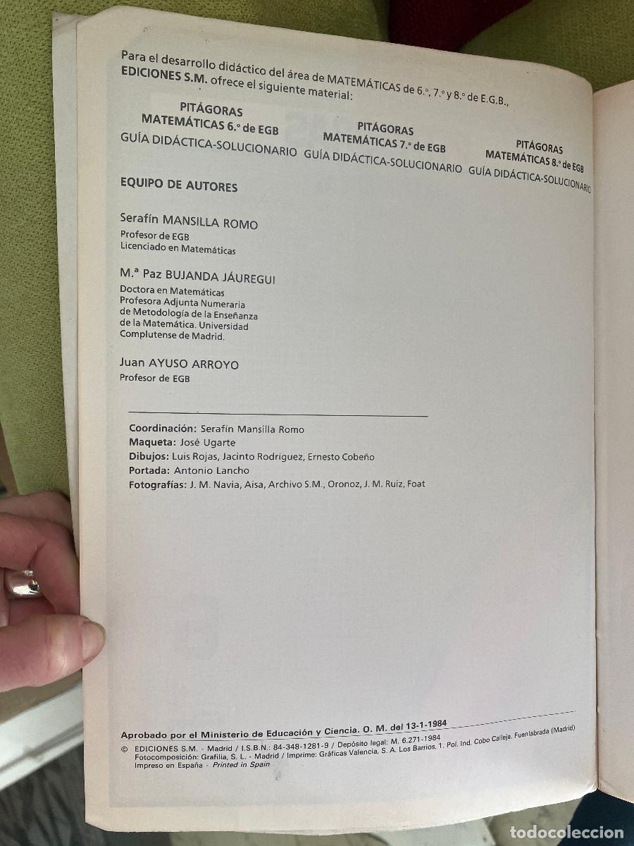 Libros de segunda mano: Manual de Matematicas, 6 egb Pitagoras, 1984. Ediciones SM - Foto 2