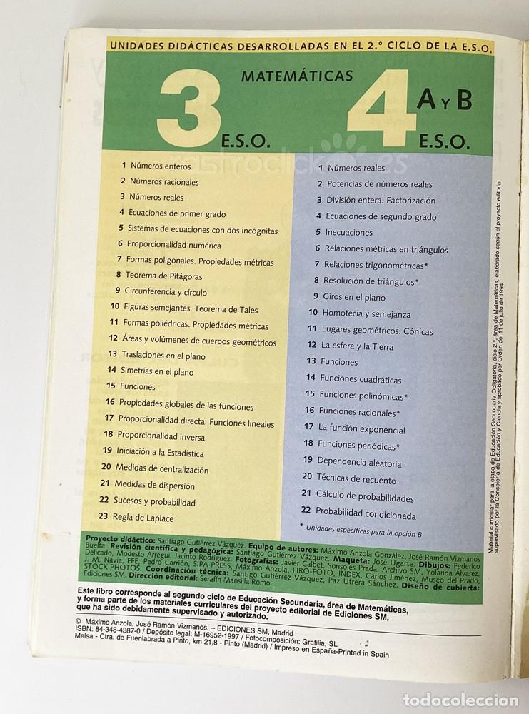 Libros de segunda mano: Libro de Matem&aacute;ticas &ndash; 3 Secundaria &ndash; Ediciones SM 1997 - Foto 9