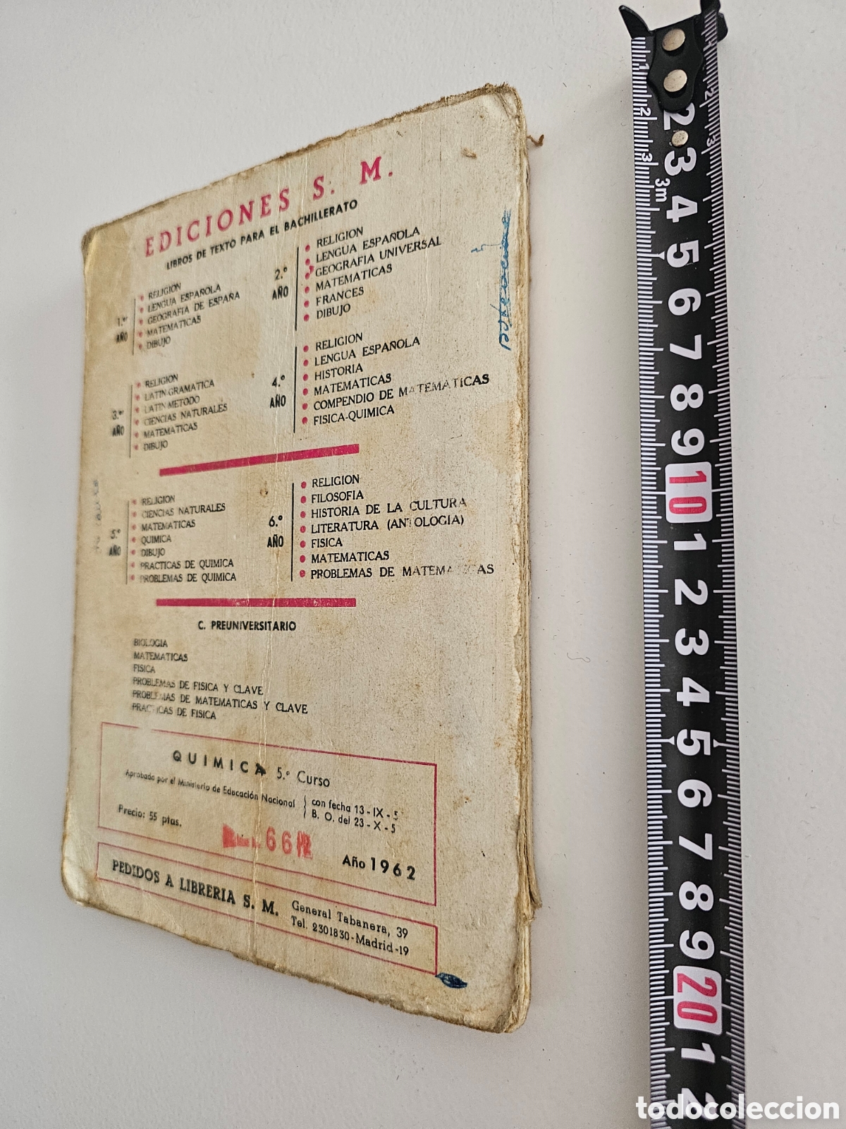 Libros de segunda mano: Libro de Qu&iacute;mica 5&ordm; 1962, Ediciones SM - Foto 3