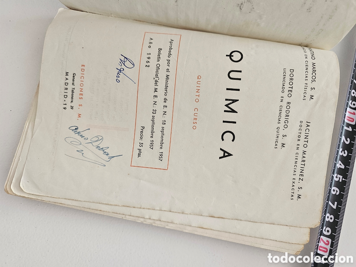 Libros de segunda mano: Libro de Qu&iacute;mica 5&ordm; 1962, Ediciones SM - Foto 6