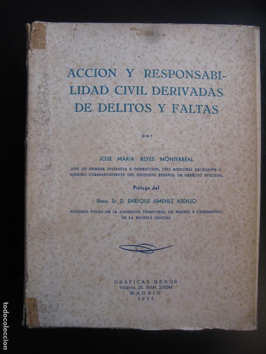 Libri di seconda mano: Acci&oacute;n y responsabilidad civil derivadas de delitos y faltas - REYES MONTERREAL, Jos&eacute; Mar&iacute;a: