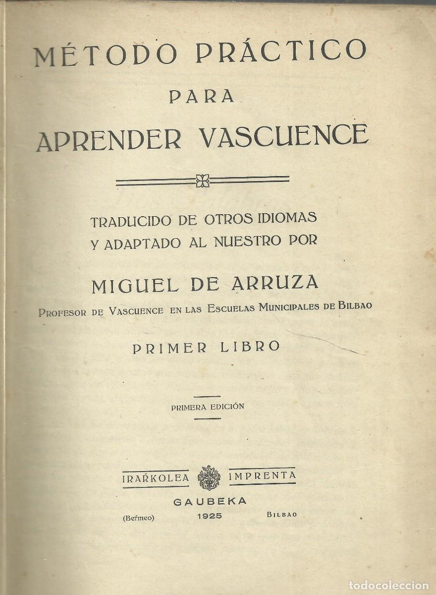 Libros de segunda mano: M&eacute;todo pr&aacute;ctico para aprender Vascuence. Bilbao 1925 , 142 p&aacute;ginas - Foto 3