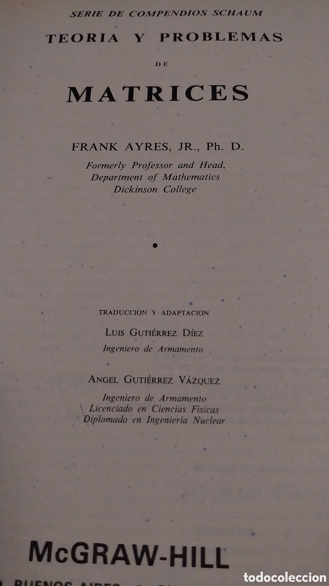 Libros de segunda mano: MATRICES. Frank Ayres, Jr. - Foto 3