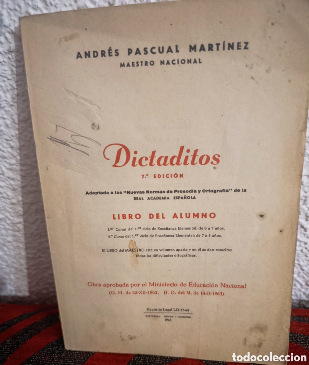 Libros de segunda mano: Libro &rdquo;Dictaditos&rdquo; - 7&ordf; Edici&oacute;n (1965) - Andr&eacute;s Pascual Mart&iacute;nez - Editorial Ochoa