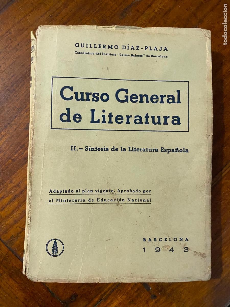 Libros de segunda mano: Curso general de literatura Guillermo D&iacute;az-Plaja 1943 Barcelona