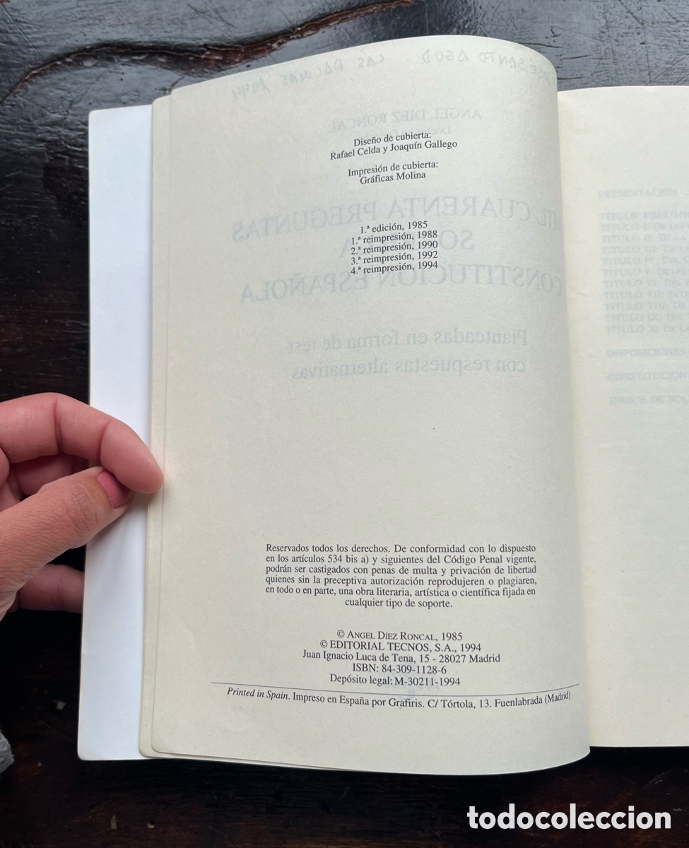Libros de segunda mano: Mil cuarenta preguntas sobre la Constituci&oacute;n Espa&ntilde;ola - Foto 4