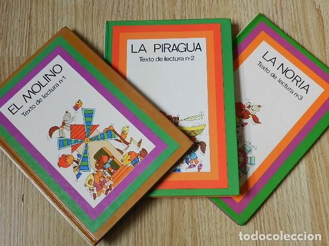 Libros de segunda mano: Lote 3 Texto de lectura 1 El Molino 2 La piragua 3 La Noria metodo escritura saeta santillana
