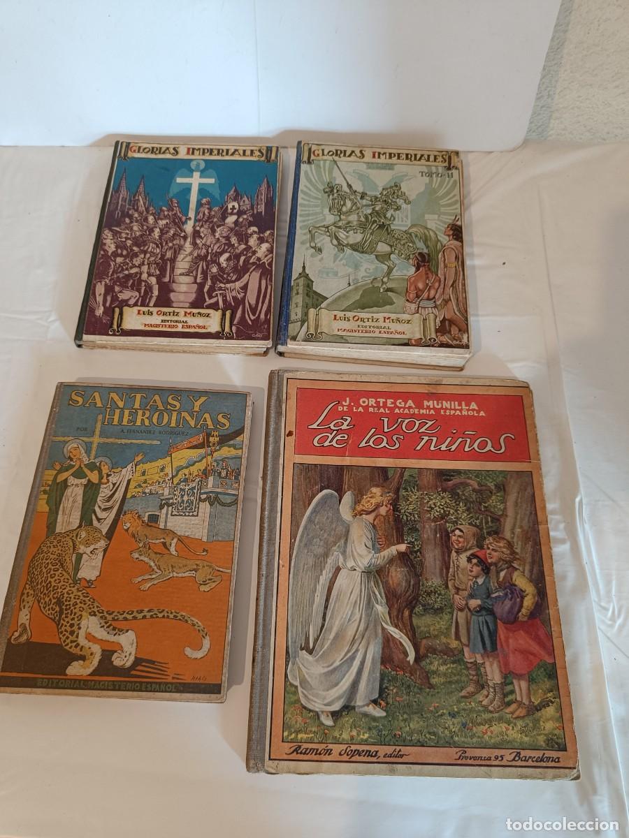 Libros de segunda mano: Lote 4 Libros Escolares de Lectura y Pedagog&iacute;a de Posguerra. Glorias Imperiales I y II, etc. 1940-41