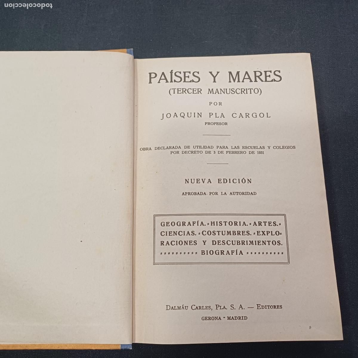 Libros de segunda mano: PAISES Y MARES/TERCER MANUSCRITO/JOAQUIN PLA. - Foto 2