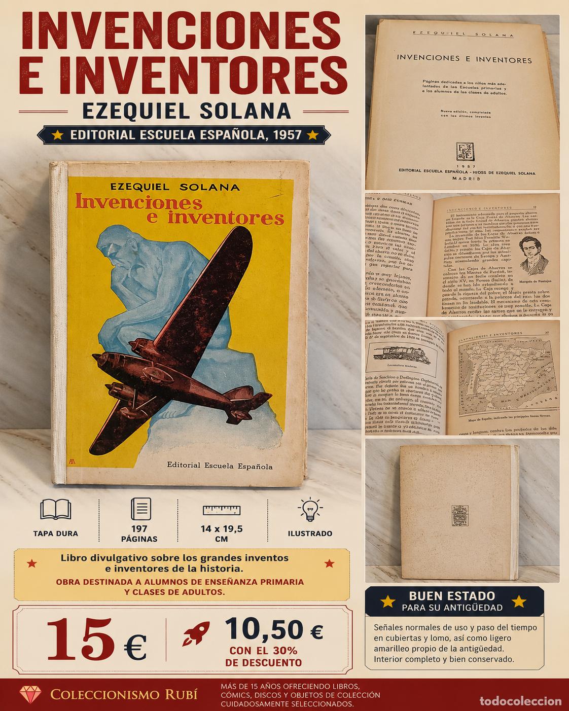 Livros em segunda m&atilde;o: INVENCIONES E INVENTORES | EZEQUIEL SOLANA | 1957 | ESCUELA ESPA&Ntilde;OLA
