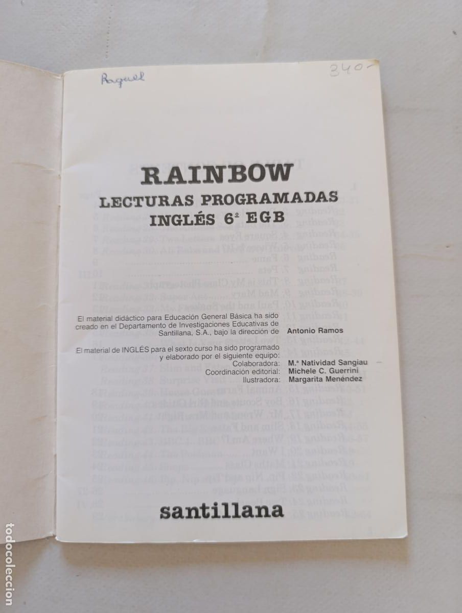 Libros de segunda mano: RAINBOW - LECTURAS PROGRAMADAS INGLES 6&ordm; EGB - SANTILLANA (8K) - Foto 2