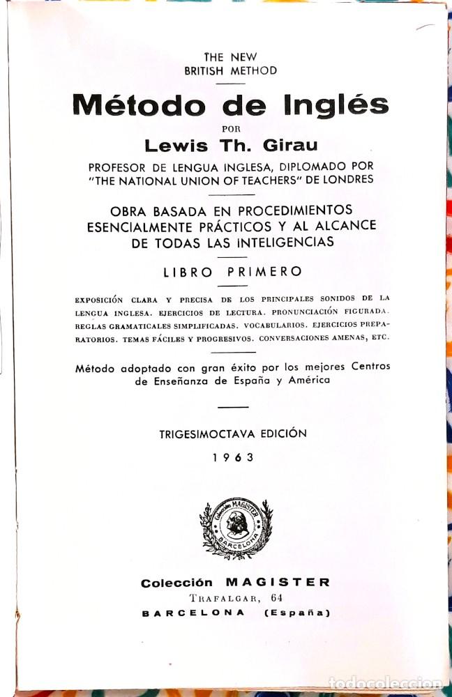 Libros de segunda mano: M&eacute;todo de Ingl&eacute;s - Lewis Th. Girau (1963) - Libro Primero - Foto 3
