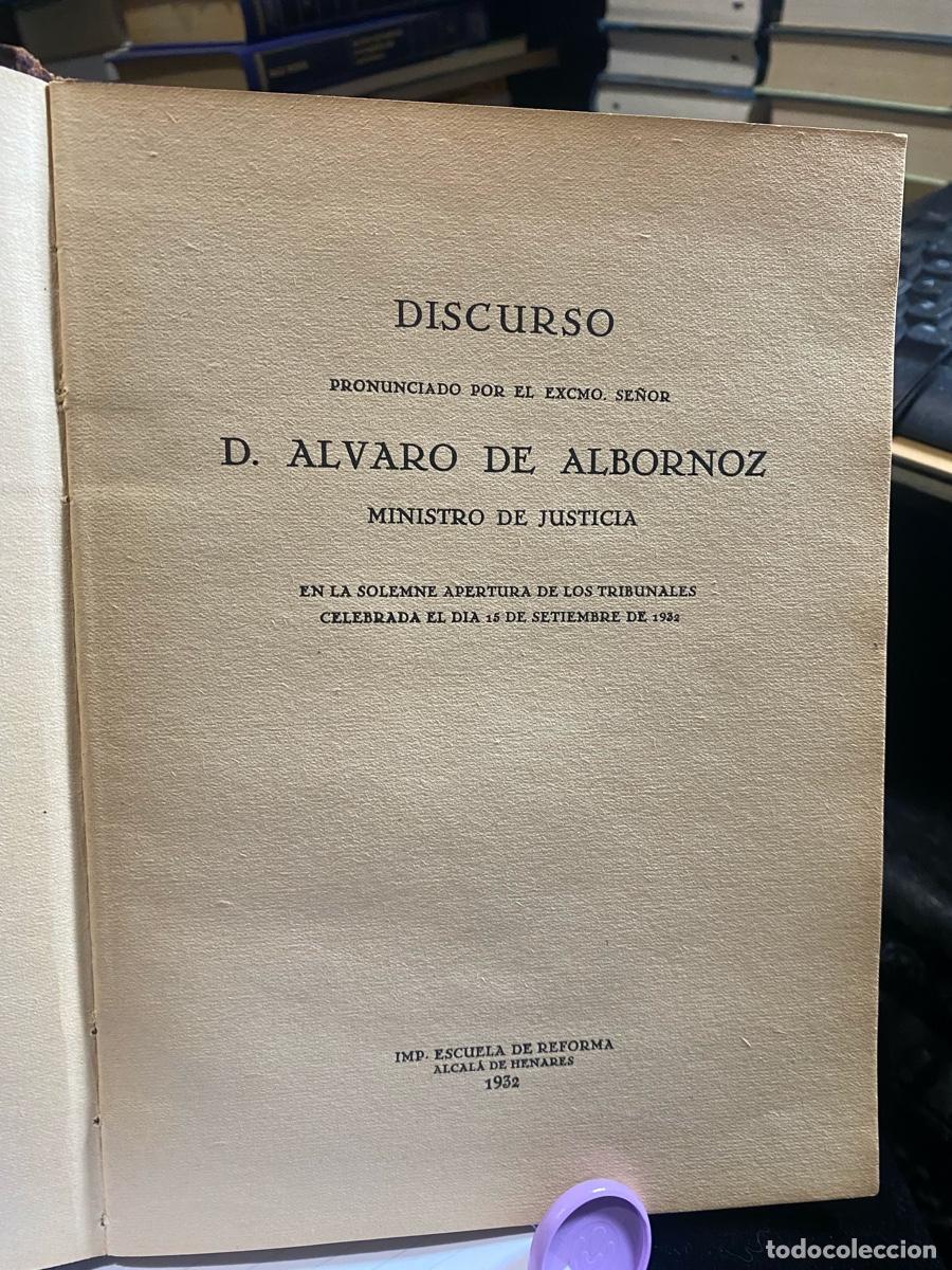 Libros de segunda mano: DISCURSO, D.ALVARO DE ALBORNOZ, IMP. ESCUELA DE REFORMA 1932