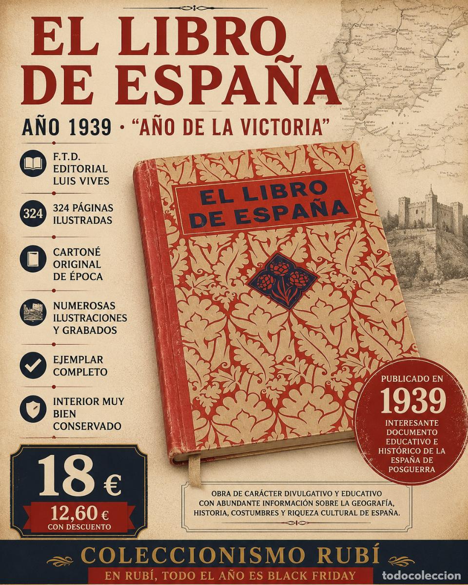 Libros de segunda mano: EL LIBRO DE ESPA&Ntilde;A | F.T.D. | EDITORIAL LUIS VIVES | A&Ntilde;O 1939 | A&Ntilde;O DE LA VICTORIA