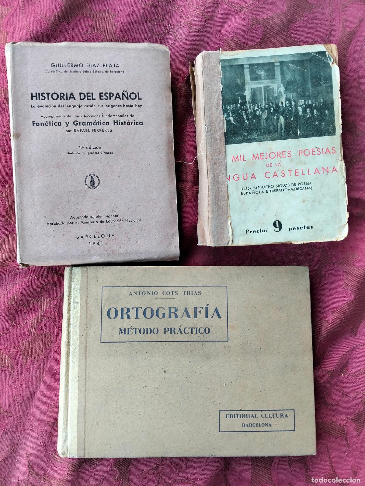 Gebrauchte B&uuml;cher: Lote 3 libros escolares antiguos ortografia cots trias mil mejores poesias de la lengua castellana