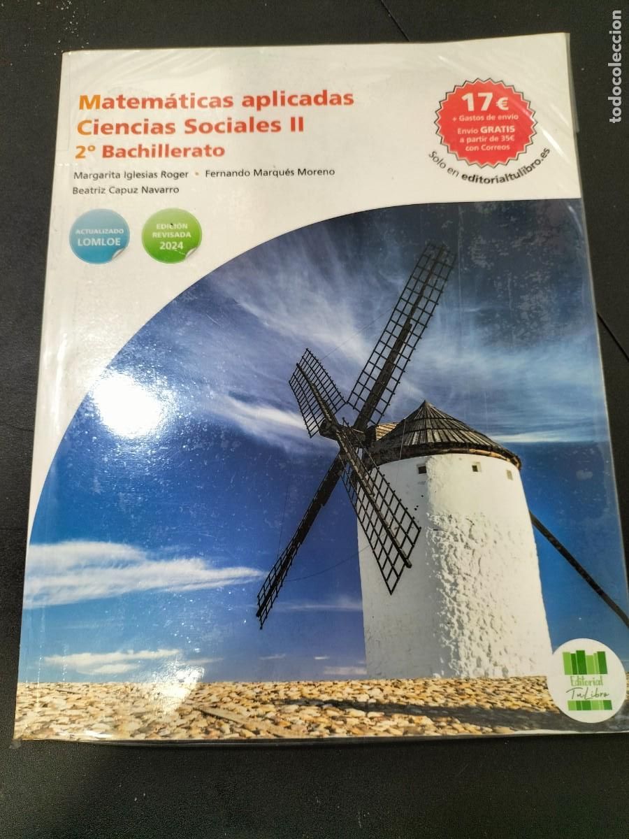 Libros de segunda mano: Libro texto 2&ordm; Bachiller Matem&aacute;ticas aplicadas ciencias sociales II bachillerato (Editorial Tu libro