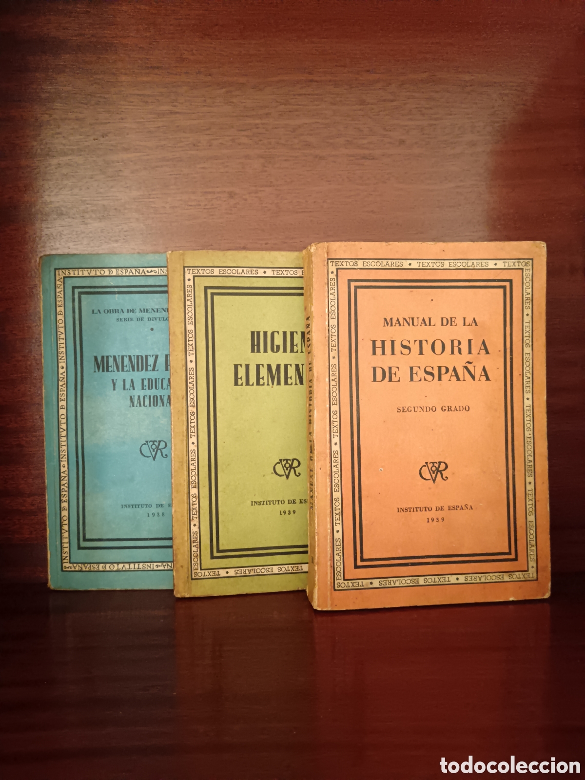 Libros de segunda mano: Lote 3 libros escolares Instituto de Espa&ntilde;a 1938-1939 Historia de Espa&ntilde;a Higiene Men&eacute;ndez Pelayo