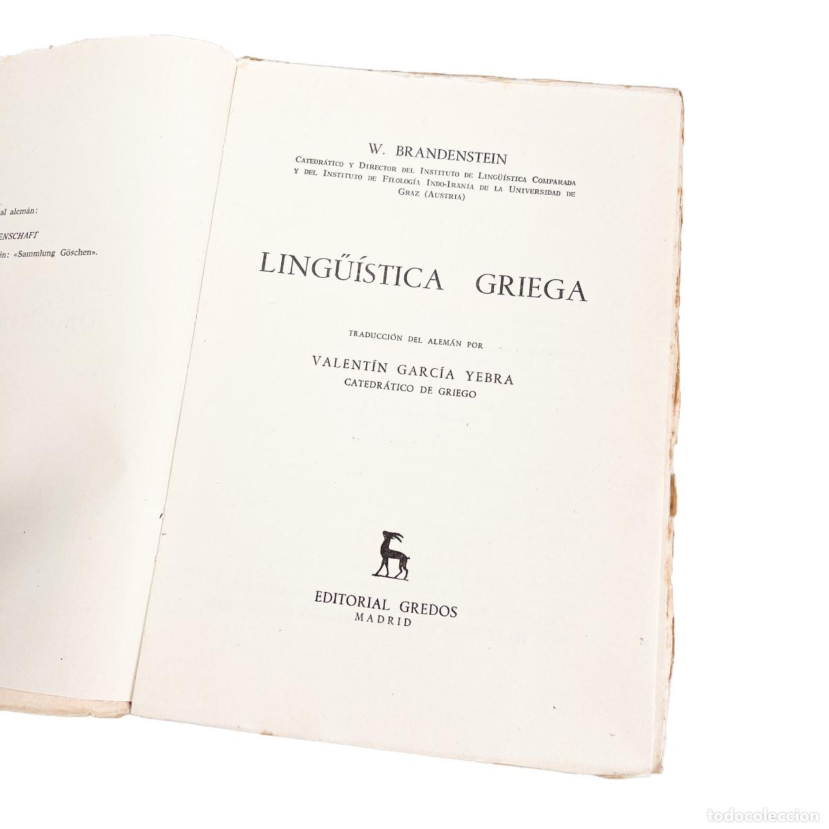 Libros de segunda mano: Ling&uuml;&iacute;stica Griega, W. Brandenstein - Foto 3