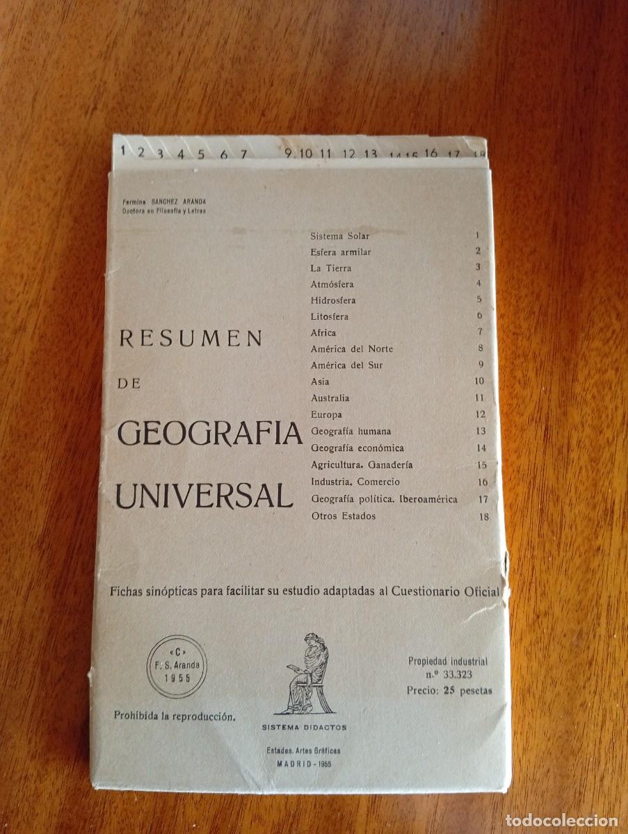 Libri di seconda mano: Resumen de geograf&iacute;a universal. Fichas sin&oacute;pticas