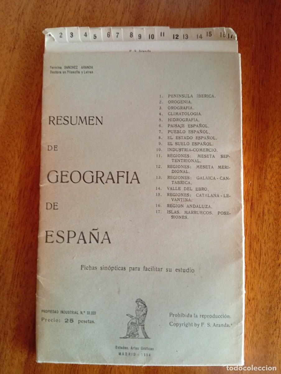 Libri di seconda mano: Resumen de Geograf&iacute;a de Espa&ntilde;a. Fichas sin&oacute;pticas.