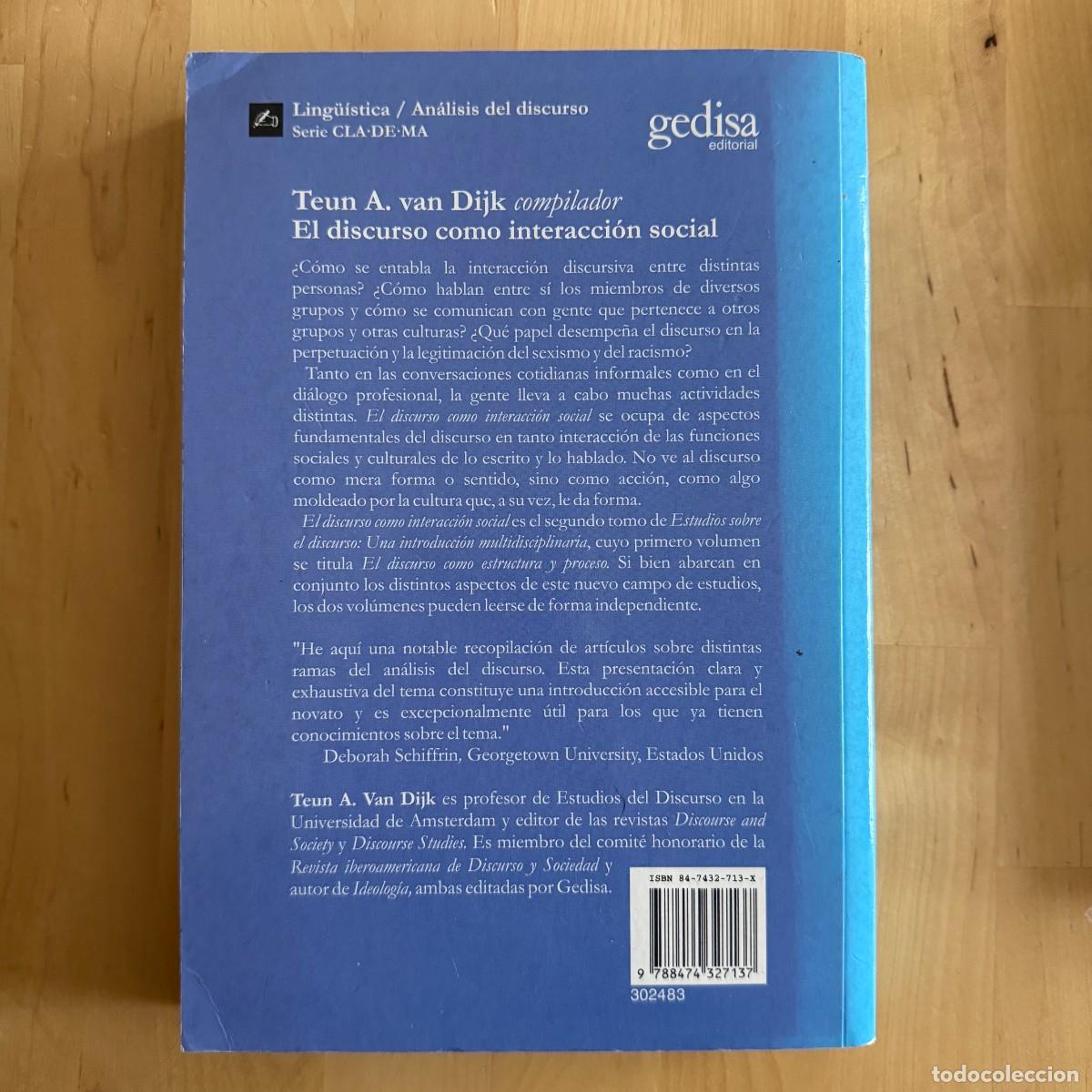 Libros de segunda mano: El discurso como interacci&oacute;n social - Van Dijk - Gedisa (con subrayados) - Foto 2