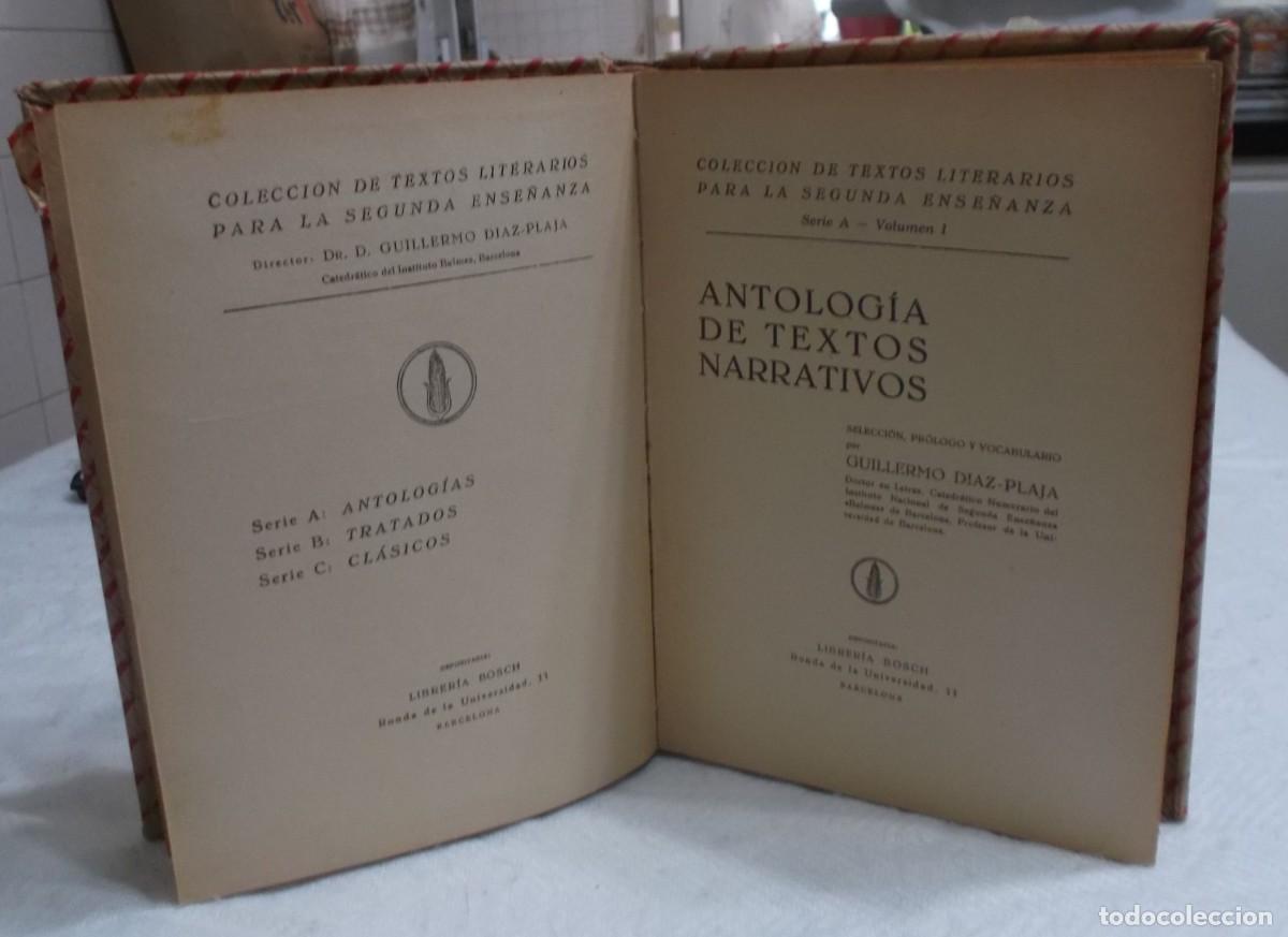 Libros de segunda mano: Antologia de textos narrativos Gillermo Diaz-Plaja Libreria Bosch