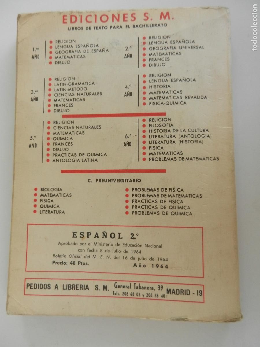 Libros de segunda mano: ESPA&Ntilde;OL 2&ordm; BACHILLERATO - EDT- SM 1964 - Foto 5