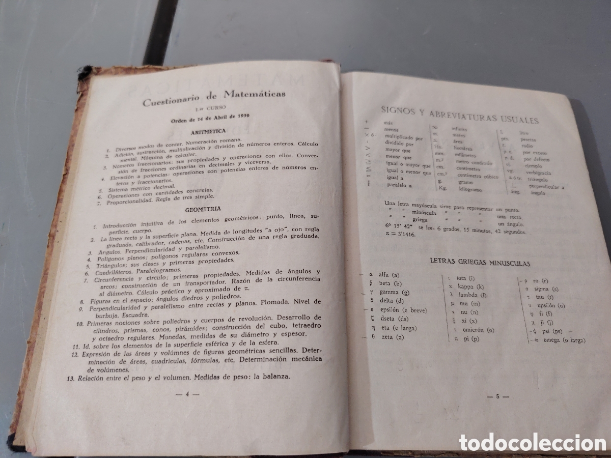 Libros de segunda mano: Matem&aacute;ticas. Primer curso. Edelvives. 1944 - Foto 4