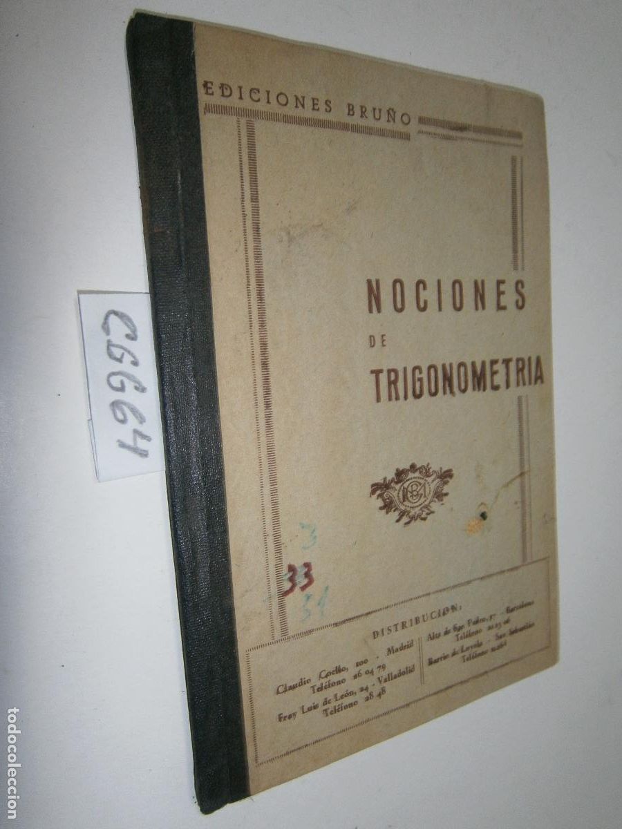 Libros de segunda mano: ANTIGUO LIBRO DE TEXTO - NOCIONES DE TRIGONOMETRIA