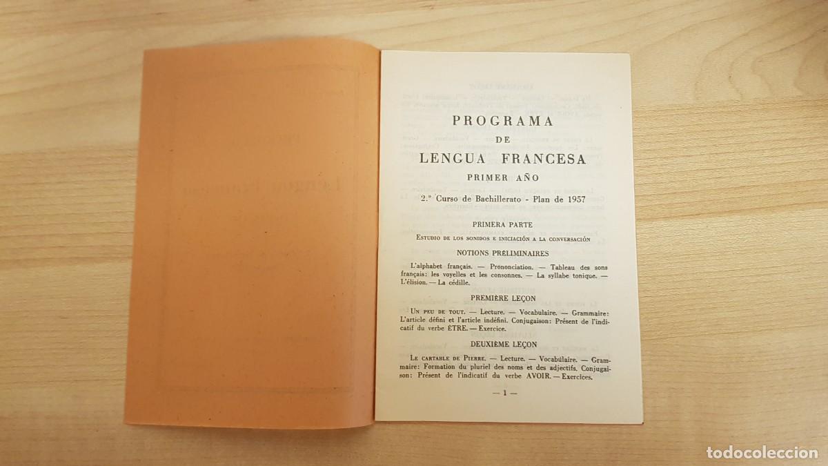Libros de segunda mano: Programa de Lengua Francesa Primera A&ntilde;o Segundo Curso de Bachillerato Plan de 1957 - Foto 2