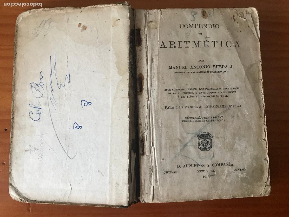 Libros de segunda mano: Compendio de aritm&eacute;tica / Manuel Antonio Rueda Jara. D. Appleton y Compa&ntilde;&iacute;a, 1916 - Foto 2