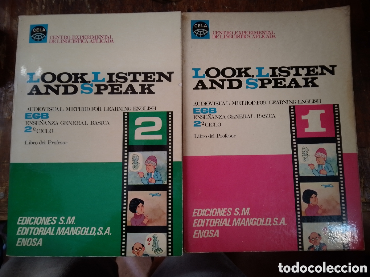 Libros de segunda mano: LOOK LISTEN AND SPEAK. EGB. METODO AUDIOVISUAL DE INGLES. 2 VOL. SM. MANGOLD. GRANADA. 1974