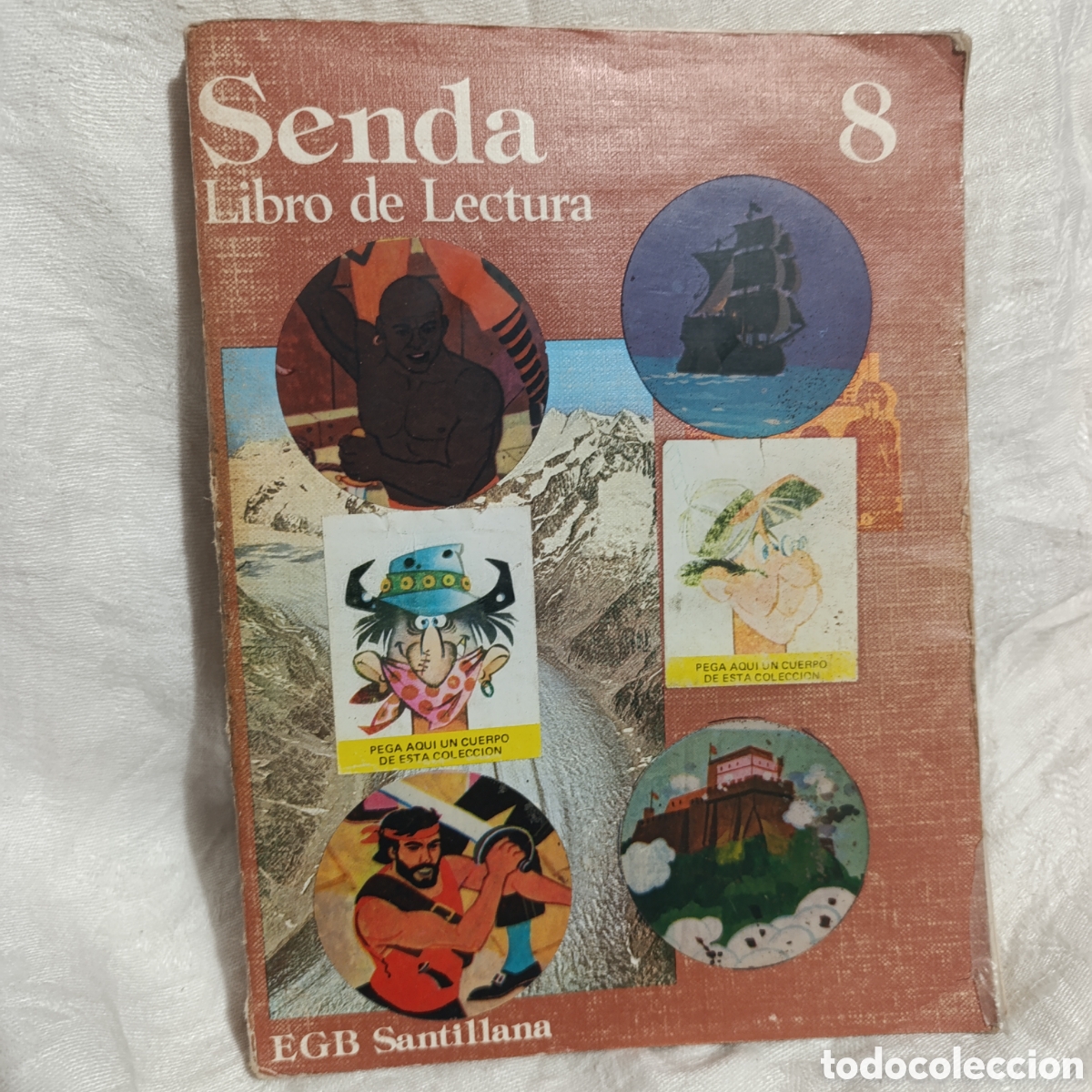 Libros de segunda mano: Libro Senda 8 EGB (Santillana, A&ntilde;os 70) + Cromos Vintage &rdquo;Cabezas y cuerpos&rdquo; de Quiosco