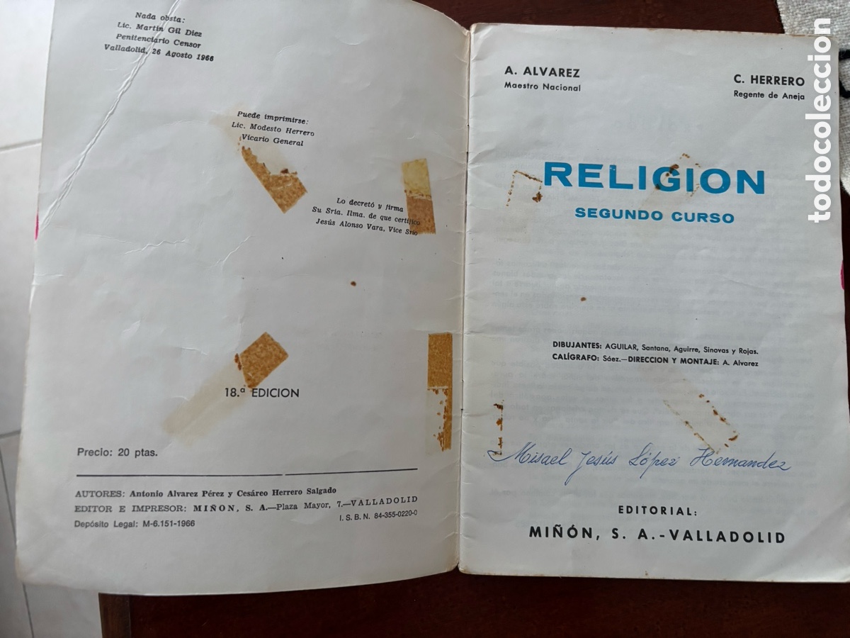Libros de segunda mano: Libro de texto, religi&oacute;n, segundo curso, &Aacute;lvarez editorial Mi&ntilde;&oacute;n, 1966 - Foto 2