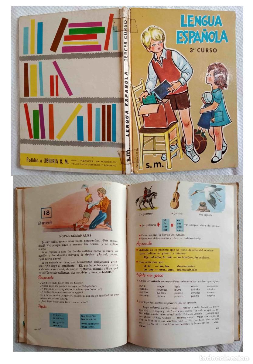 Libros de segunda mano: LENGUA ESPA&Ntilde;OLA 3&ordm; CURSO. Libro escolar 1967- Editorial S.M.