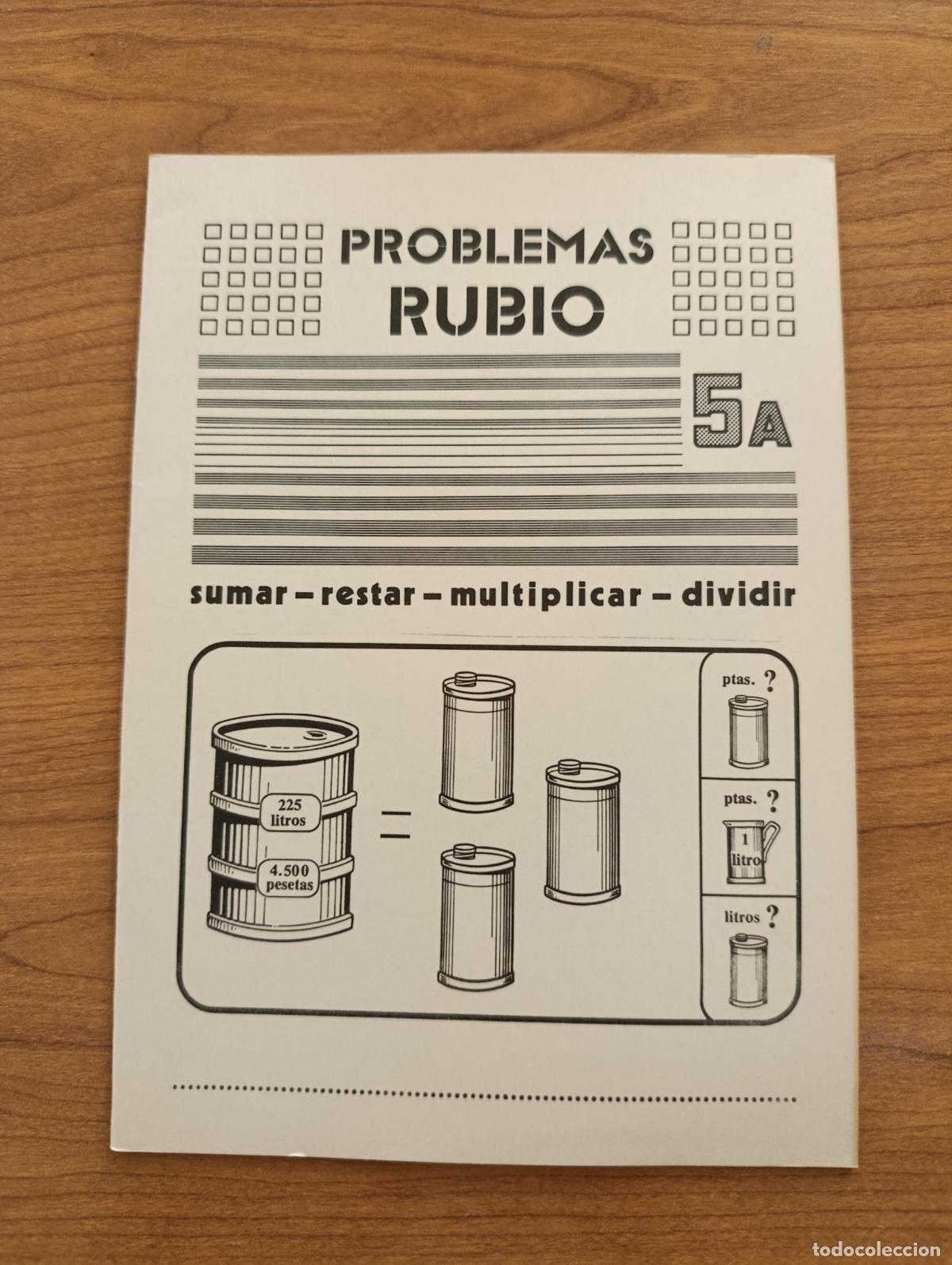 Libros de segunda mano: CARTILLA ESCOLAR PROBLEMAS RUBIO. SUMAR RESTAR MULTIPL DIVIDIR N&ordm; 5A 1977. SIN USO PROCEDE DE TIENDA
