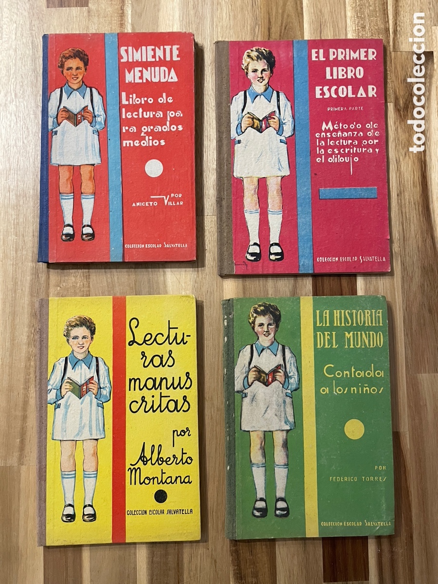 Second hand books: 4 libros, colecci&oacute;n escolar Salvatella. Finales de los a&ntilde;os 40, a&ntilde;os 50.