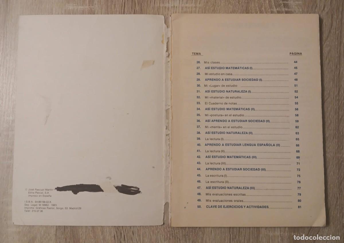 Libros de segunda mano: LIBRO DE TEXTO EGB APRENDO A ESTUDIAR 5 AYUDA EN EL ESTUDIO PASCAL 1983 - Foto 2