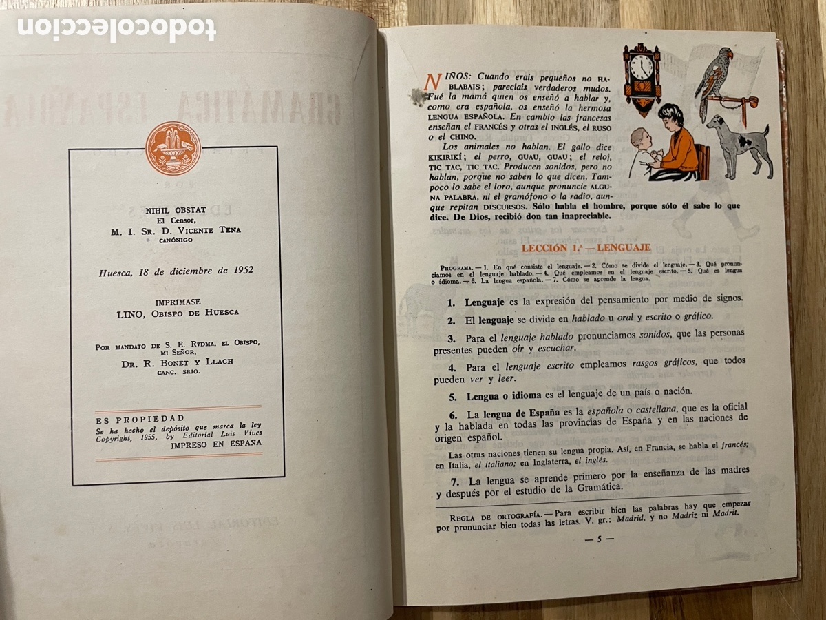 Libros de segunda mano: Gram&aacute;tica. Primer grado. Luis Vives. A&ntilde;o 1952. - Foto 3