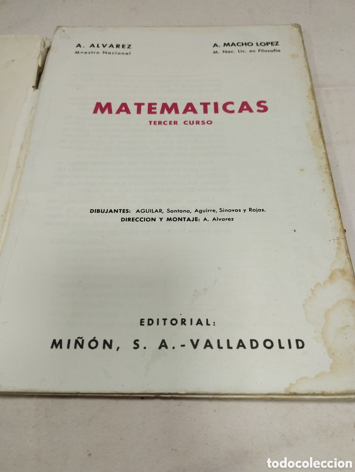Libros de segunda mano: Matem&aacute;ticas 3&deg; curso. Editorial Mi&ntilde;&oacute;n, 1966 - Foto 2