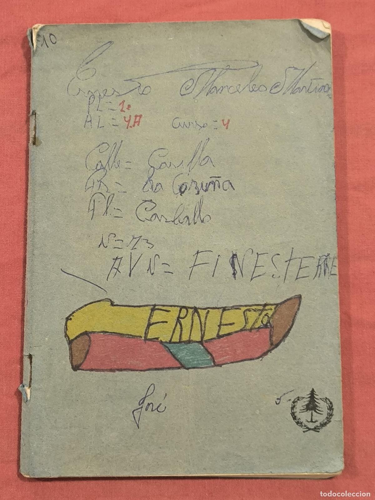 Gebrauchte B&uuml;cher: Cuaderno Escolar Antiguo Manuscrito &ndash; Portada Ilustrada con Barca Ernesto