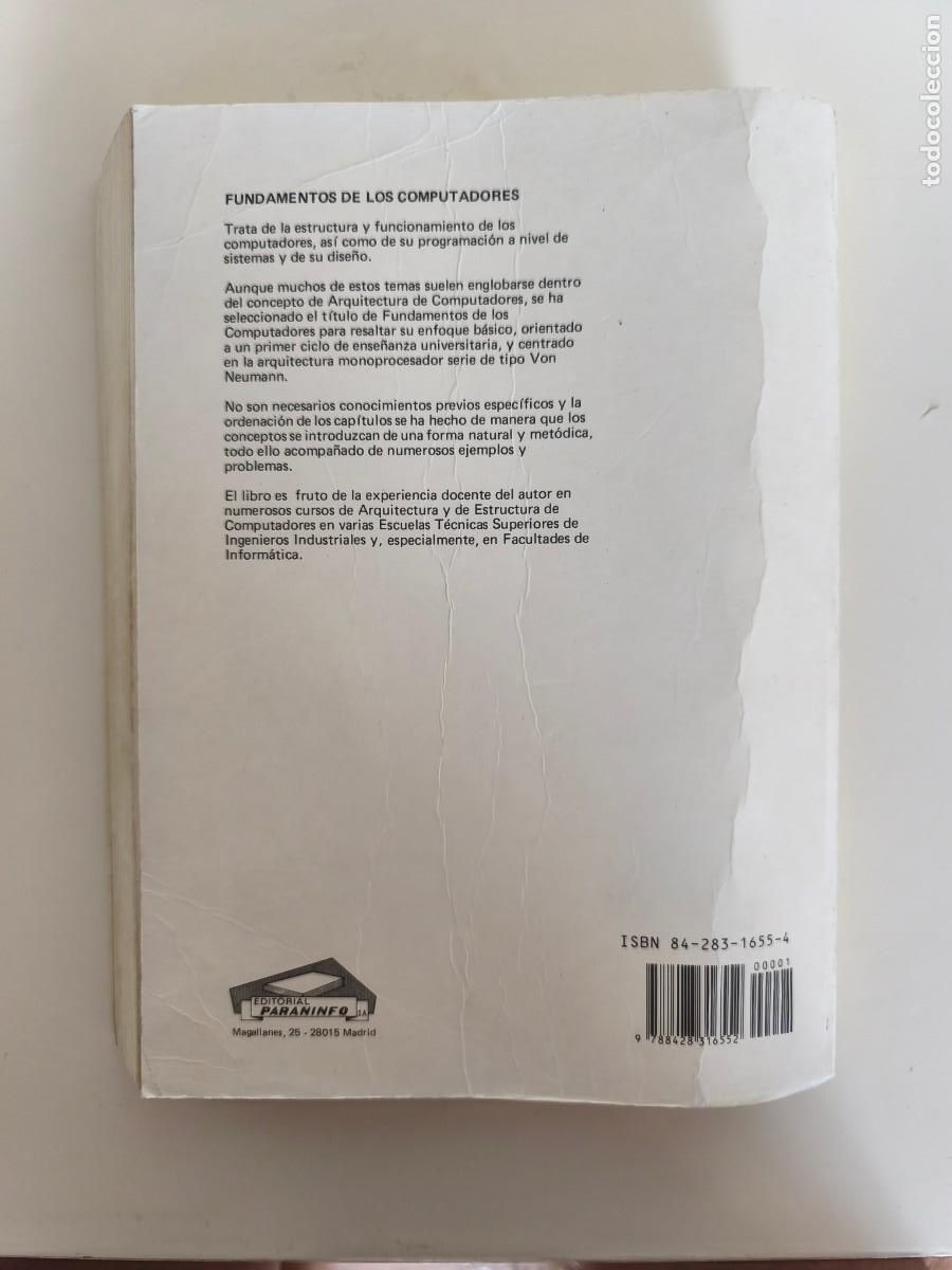 Libros de segunda mano: Fundamentos de los Computadores1988 - Foto 3