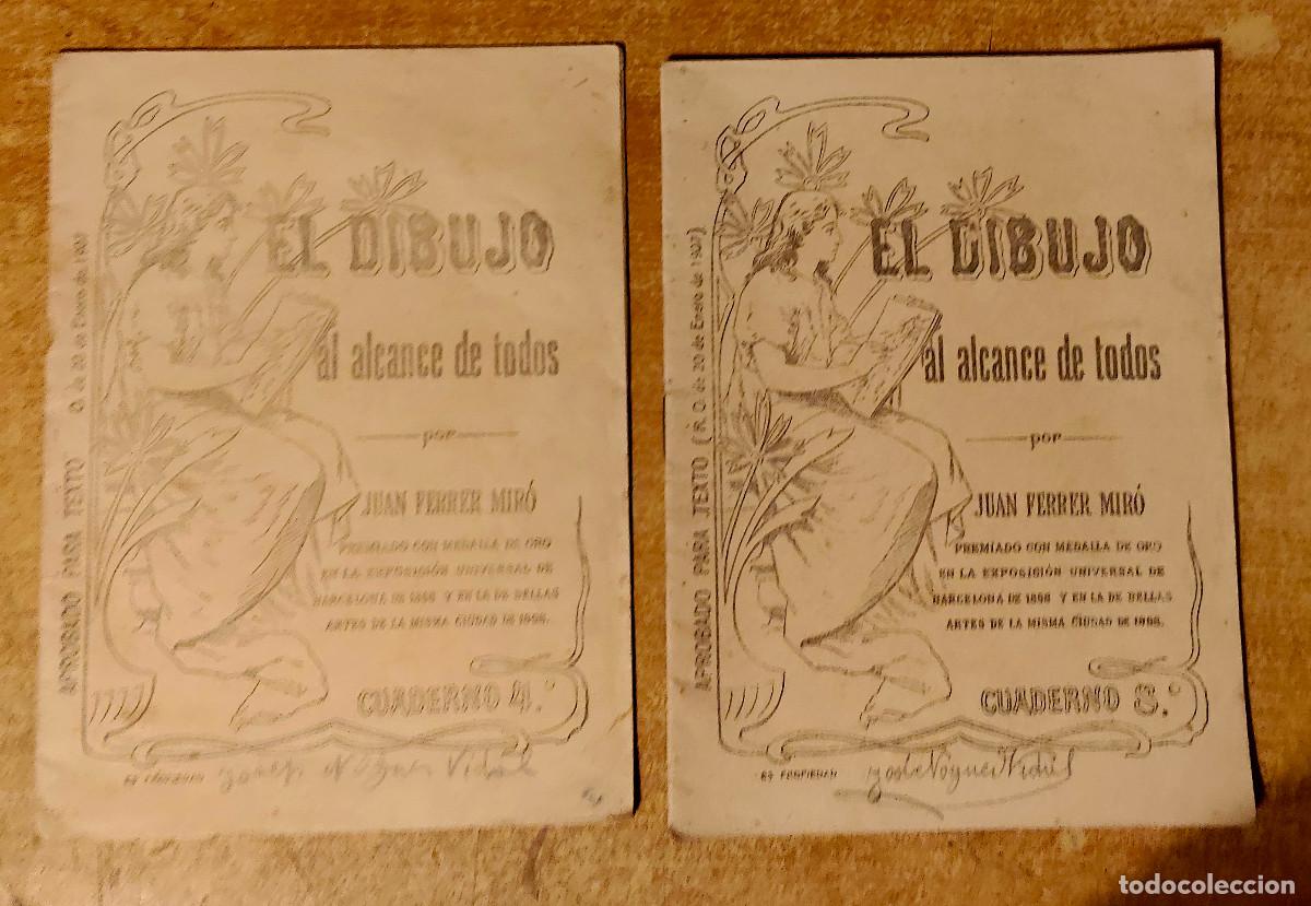 Libros de segunda mano: 2 Cuadernos escolar antiguo el dibujo al alcance de todos - n&ordm; 4 y 8 Juan Ferrer Miro