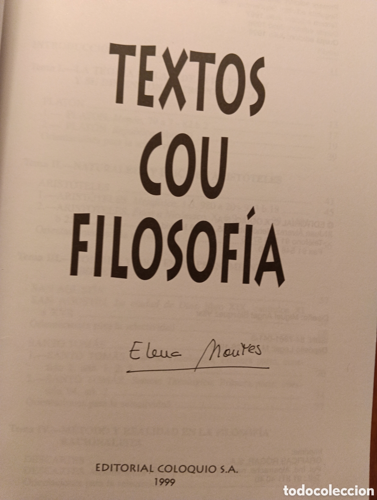 Libros de segunda mano: Textos COU Filosof&iacute;a, Editorial Coloquio, 1999 - Foto 2