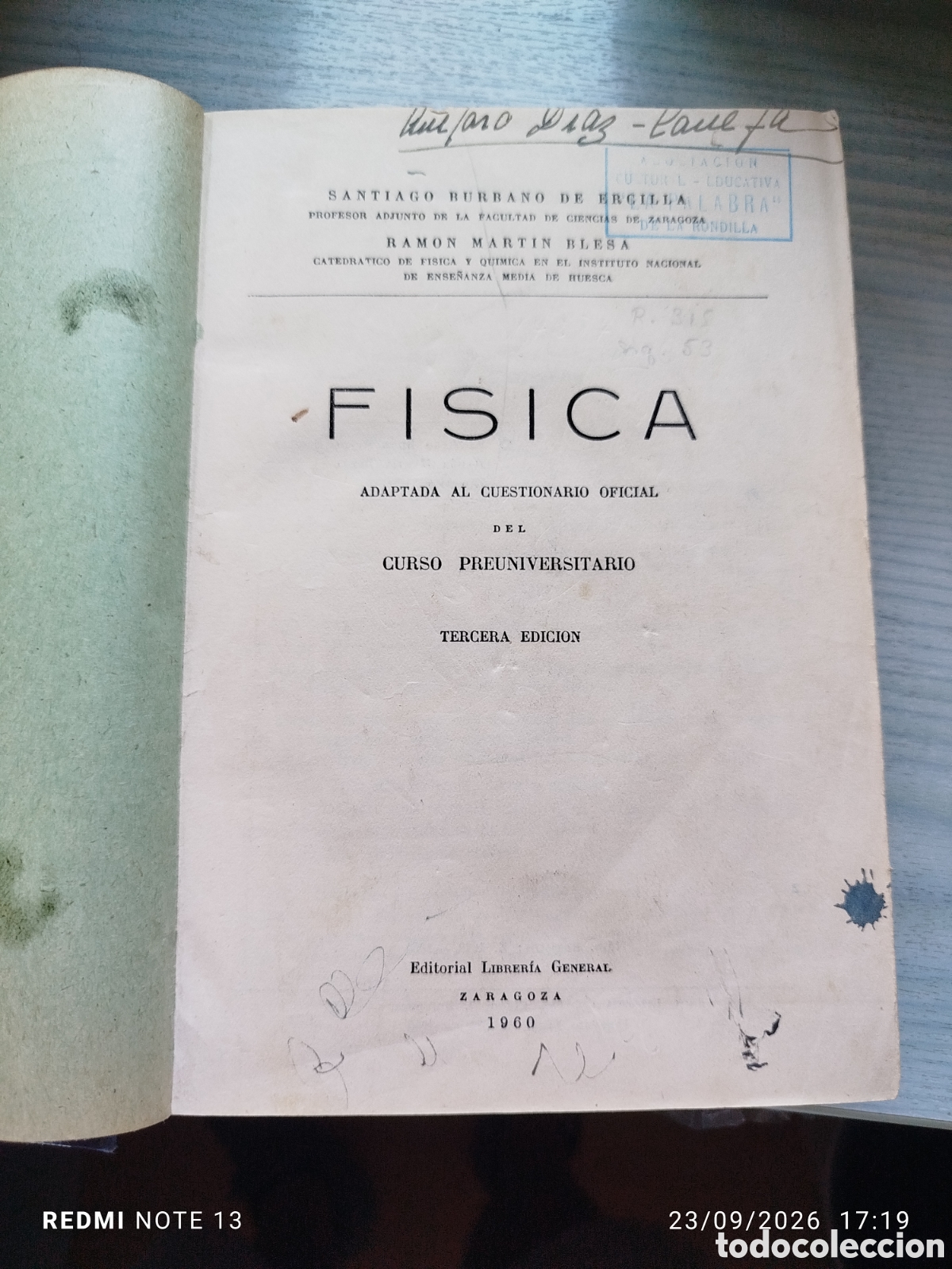 Libros de segunda mano: Libro f&iacute;sica 1960.ver foto