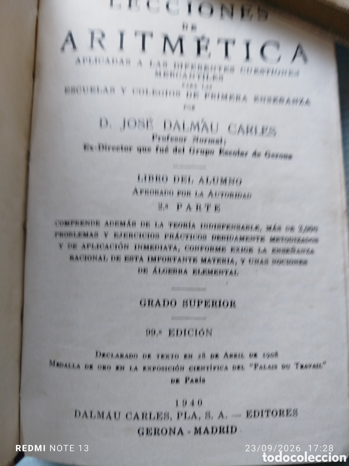 Libros de segunda mano: Libros de aritm&eacute;tica 1 y2parte.dalmau Carles pla - Foto 3