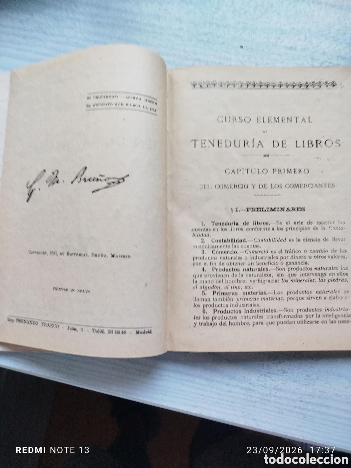 Libros de segunda mano: Tenedur&iacute;a de libros .bru&ntilde;o 1951 - Foto 3