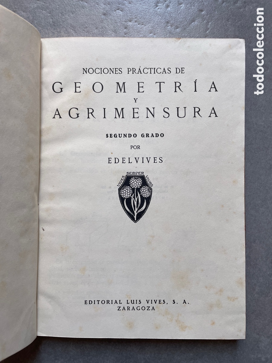 Libros de segunda mano: Libro escolar. Geometr&iacute;a segundo grado. Edelvives. 1941. - Foto 2