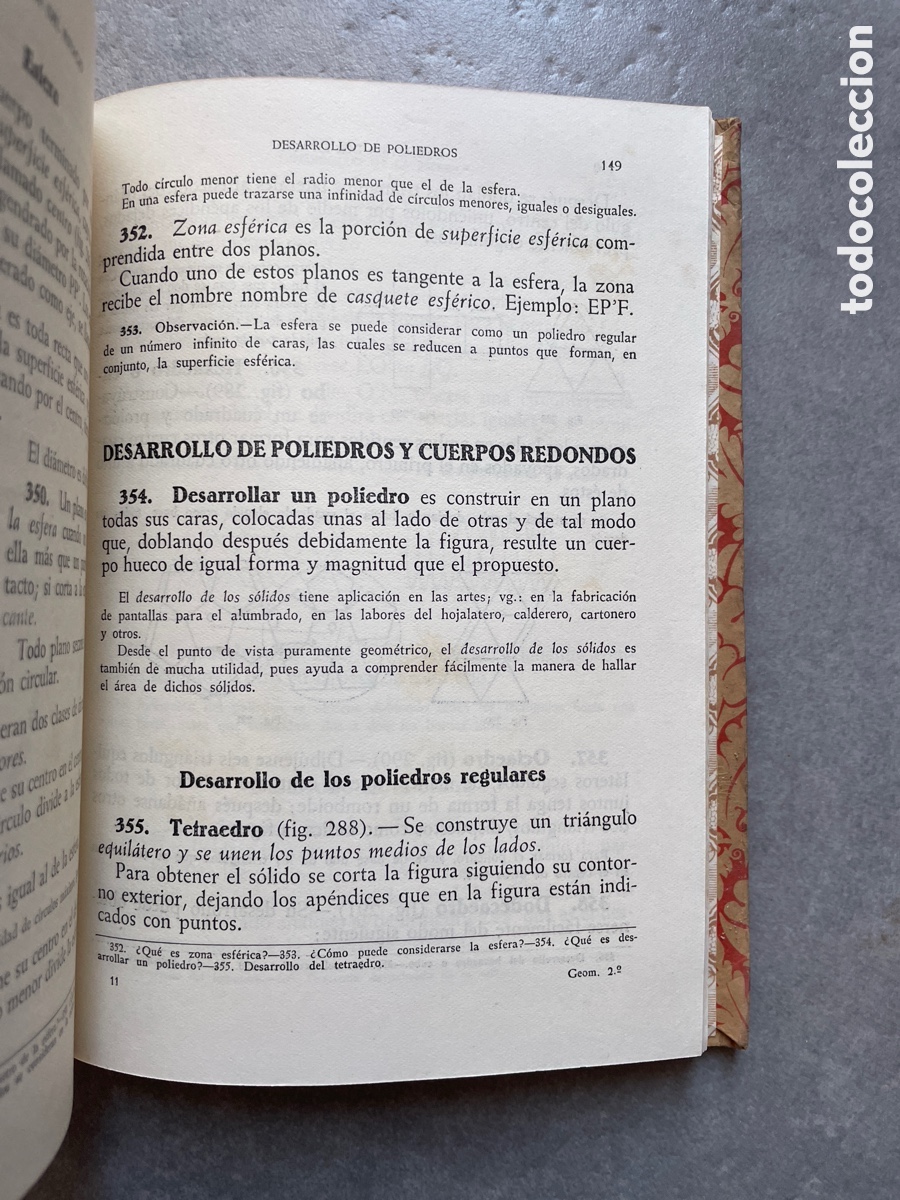 Libros de segunda mano: Libro escolar. Geometr&iacute;a segundo grado. Edelvives. 1941. - Foto 7