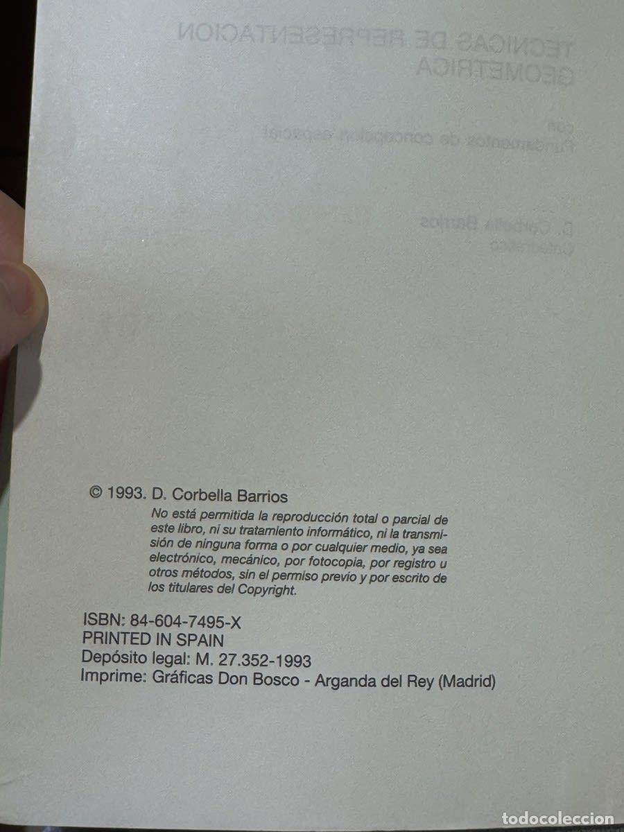 Libros de segunda mano: T&eacute;cnicas de representaci&oacute;n geom&eacute;trica - David Corbella Barrios - Foto 2